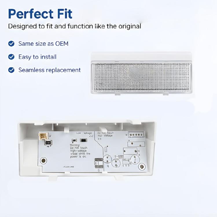 Refrigerator Compartment Lighting Replacement W10515057 with Housing, LED Assembly for Interior Service with Connector Socket and Side Mount Design