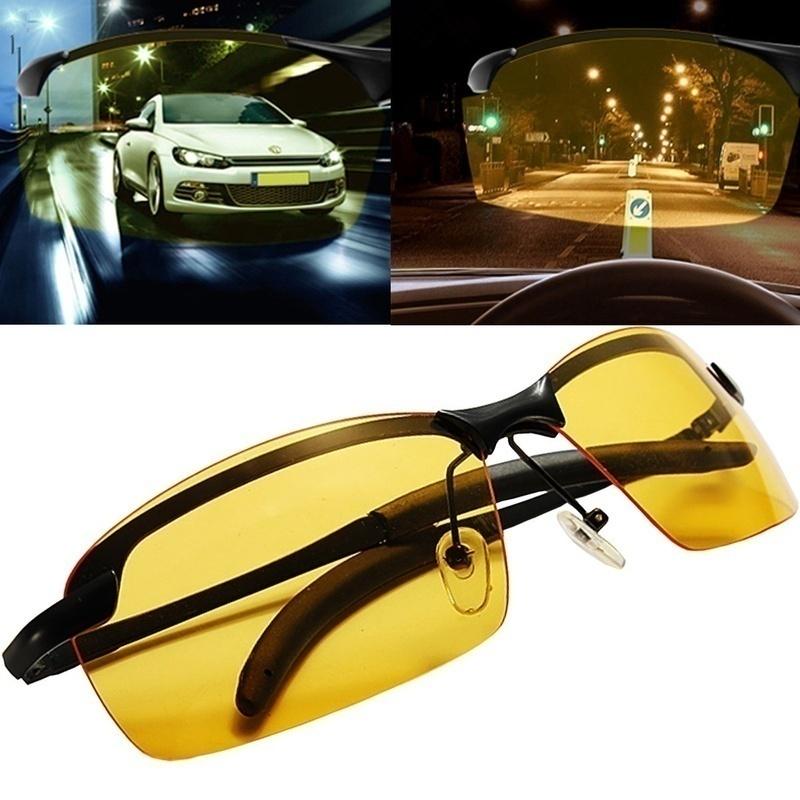 Fashion Yellow Night Vision Driving Glasses UV400 Metal Frame Sunglasses for Men Women Driver Sun Glasses