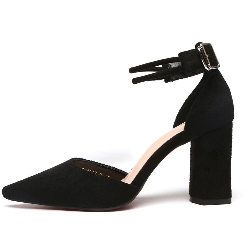 Women Summer Single Row Buckle Strap Ladies Pointed Toe High Heel Fine High Heeled Sandals Fashion Party Dress Shoes Comfortable