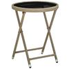 vidaXL Side Table Beige 60 Cm Poly Rattan and Hard Glass