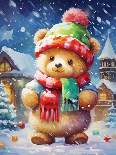 

Набор для алмазной живописи Медведь Животное Домашний декор Полный квадрат Круглая вышивка Мозаика Зима Рождество Подарок ручной работы Full Round 20x30CM