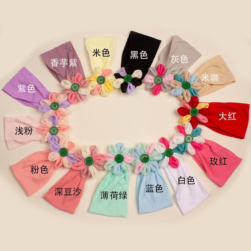 New Children's Nylon Elastic Headband, Baby Candy-colored Flower Headscarf, Summer Thin Baby Hair Accessories