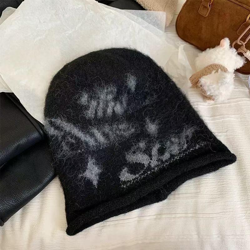 Pile hat women's autumn and winter crimping cold hat retro winter warm knitted hat