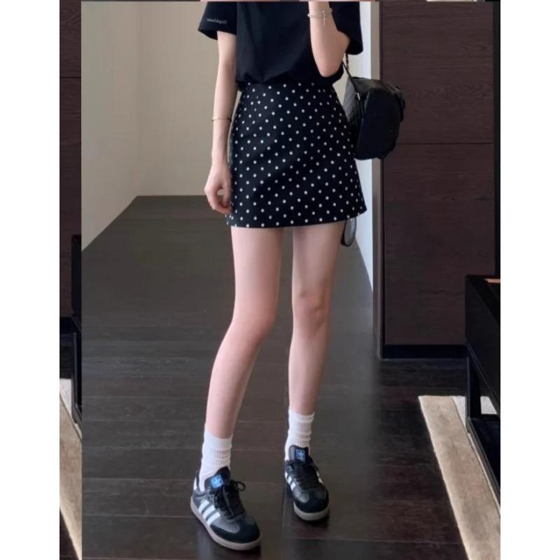 

Белая юбка А-силуэта с принтом в горошек для женщин, новый стиль, маленькая короткая юбка XL