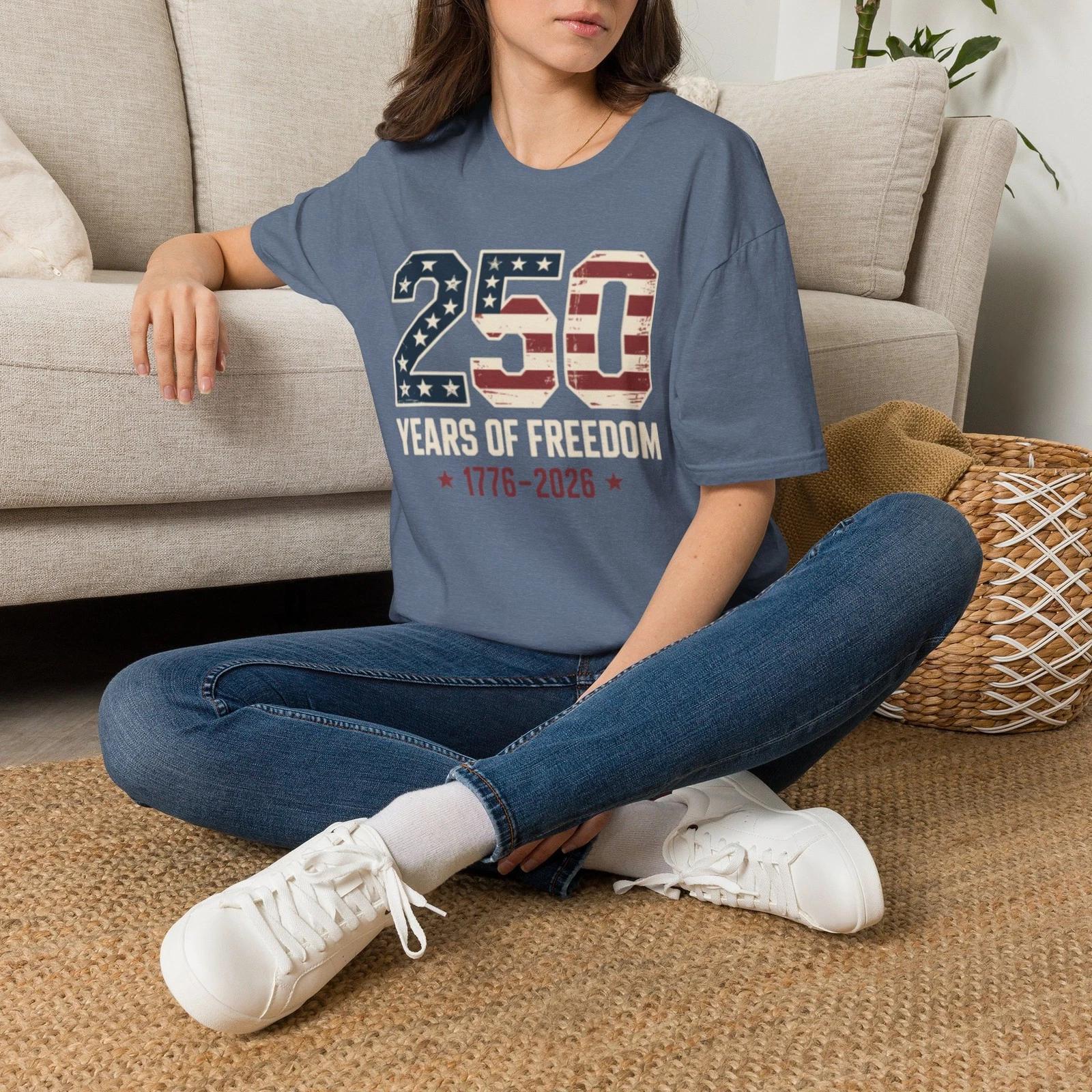 -250 Years of Freedom T-Shirt | 1776-2026 American Flag XL