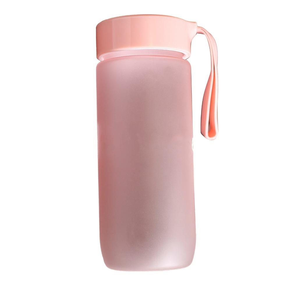 

Durable 600ml/20.29oz Plastic Water Bottle Reusable With Carry Strap Water Bottle Matte Finish Portable Water Bottle Fitness рожевий