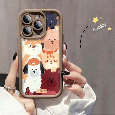 Niedliche Cartoon-Welpen mit Hunde-Aufdruck, modische Hülle, flexible weiche Silikon-TPU-Schale, vollständige Rückseite für iPhone Samsung