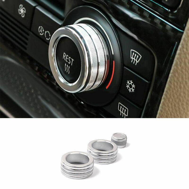 Silver Aluminum Central Console AC Knob Cover Trim For 2005-12 BMW 3-Series E90