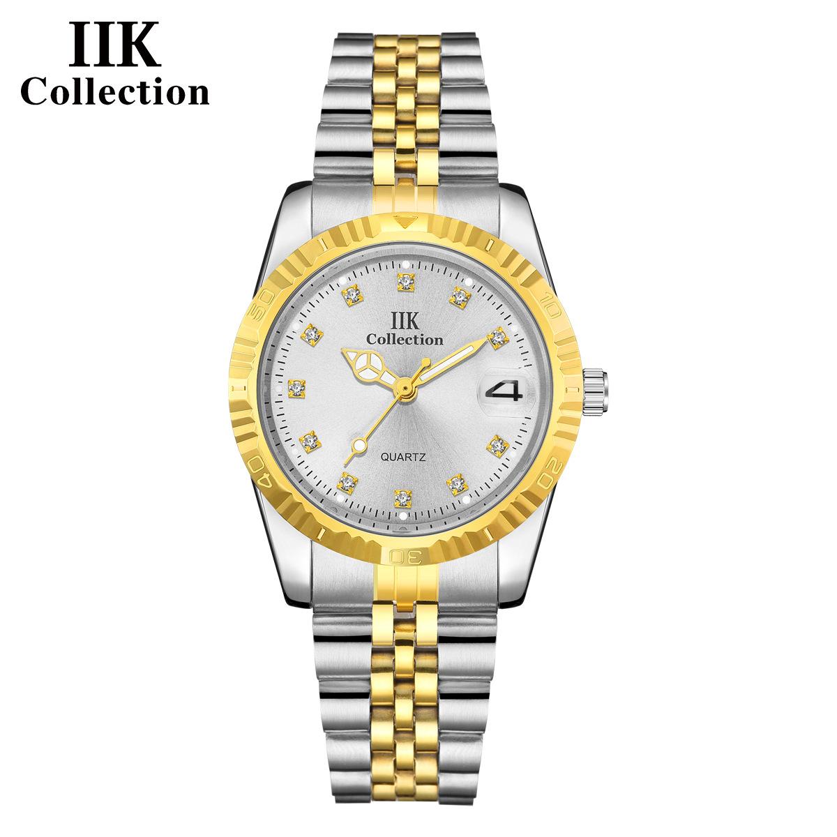 IIK Новые модные деловые женские часы для пары Простые водонепроницаемые кварцевые часы из нержавеющей стали GB967L