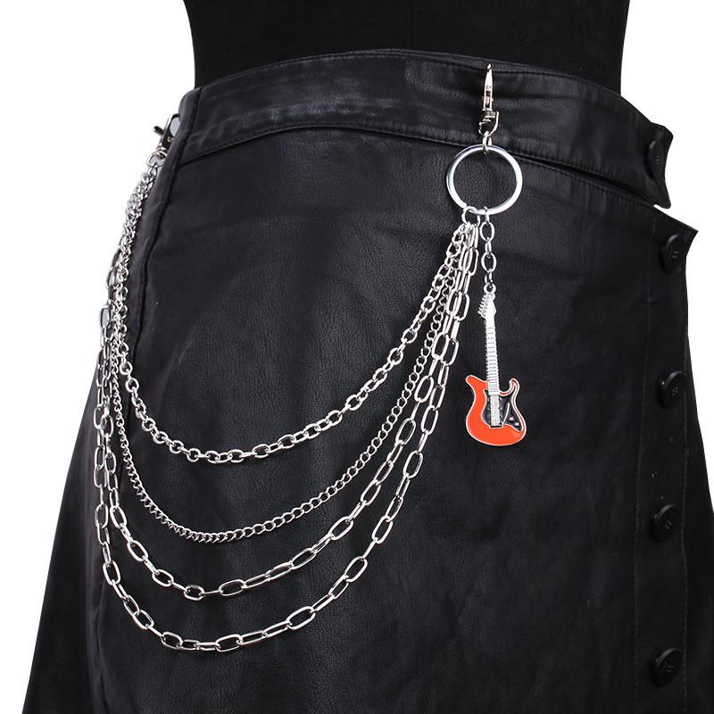 Punk Guitar Pendant Metal Waist Chain For Men Women Youths Fashion Belt Accessory