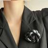 Portable Camellia Breastpin Flower Shape Lapel Pin Brooch for Women PU Leather Lapel Pin Fashionable Badge Jewelry