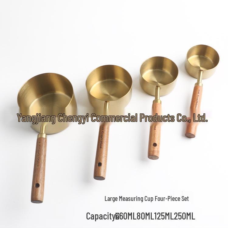 

Медные мерные ложки и чашки с ручками из акации: Набор из 8 предметов из нержавеющей стали для выпечки и кофе