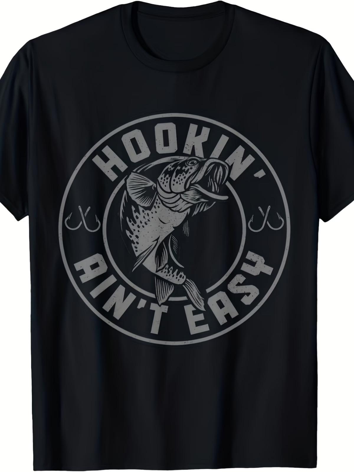 Men s Vintage Hookin Ain t Easy Fishing T-Shirt - Big & Tall Sizes, Black XXL