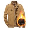Men's Outdoor Stand Collar Zipper Jacket, European/American Style, Plus Velvet, Thickened for Autumn/Winter.
