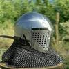 Medieval Barbuta Chainmail Helmet – Steel LARP Costume Armor for Battle Warrior Knight