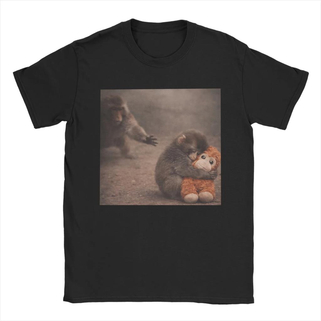 Lustiges Affen-Meme Koreanischer Slogan Grafik-T-Shirt Lässiges Baumwoll-Unisex- und Damen-Streetwear Kurzarm-Oberteile YK Street T-Shirt