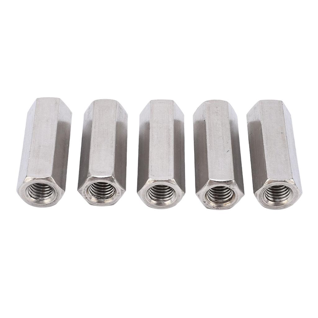 5 Stück Silber M12 Sechskant-Verbindungsmutter Korrosionsbeständigkeit Robust 304 Edelstahl Verbindungsmutter Set