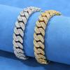 Hip Hop 14mm Flip Button Full Diamond Zircon Cuban Necklace Jewelry Men's Bracelet Premium Accessories