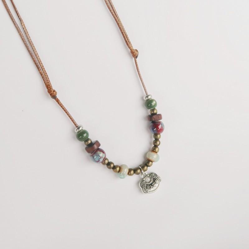 Concubine Butterfly Ethnic Style Ceramic Long Sweater Chain Female Antique Pendant Retro Chinese Style Butterfly Necklace