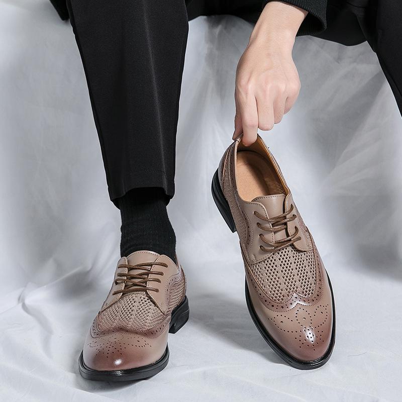 Atmungsaktive Herren-Leder-Sandalen mit Lochmuster (Brogue-Stil) - Sommertrend 2024