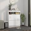 16 Shoe Pair Storage Cabinet With Flip Doors High Gloss White