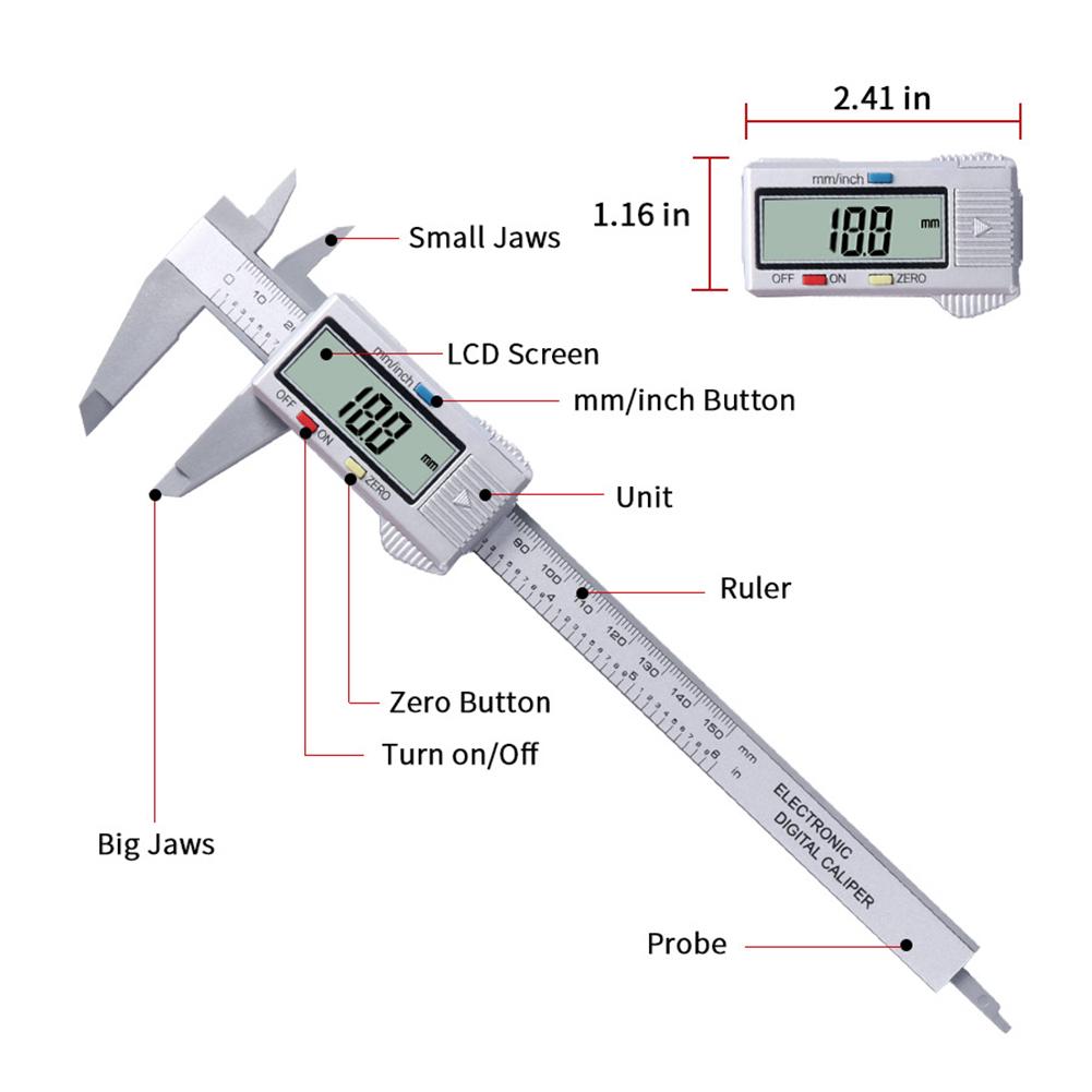 Classic Texture Electronic Carbon Fiber Vernier Caliper Multi-functional Gauge Micrometer Practical Depth Measuring Tools