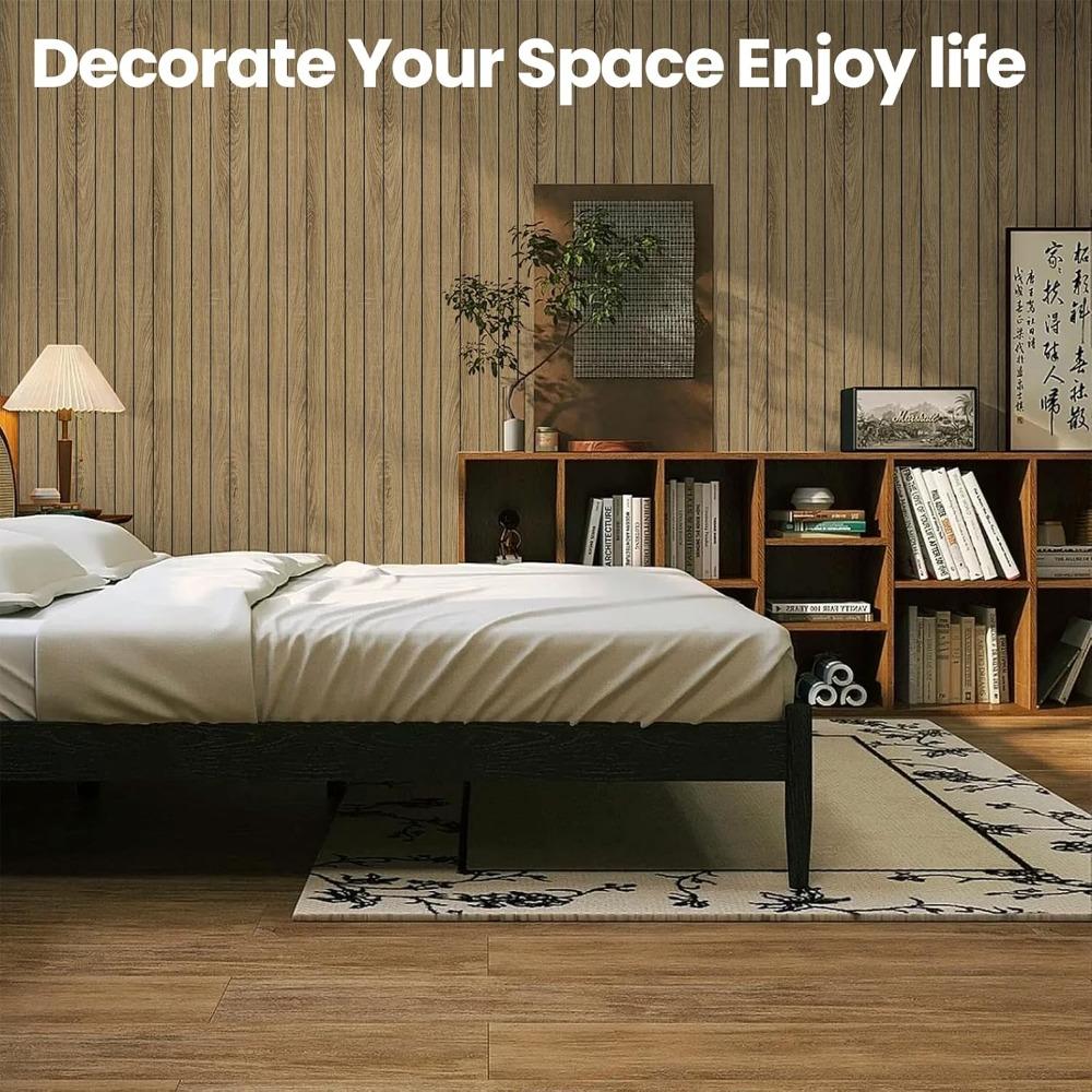 1 Roll Self-Adhesive Wood Grain Wall Panel Waterproof Background Wall Grille Sticker Suitable for Ceiling Living Room Decoration