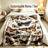 Butterfly Theme Soft Blanket Personalized Custom Name Text Print Warm Blanket Home Sofa Bedroom Decor