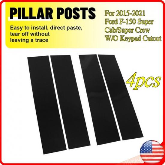 4pcs Door Trim B Pillar Posts Gloss Black Cover Trim Kit For Ford F150 2015-