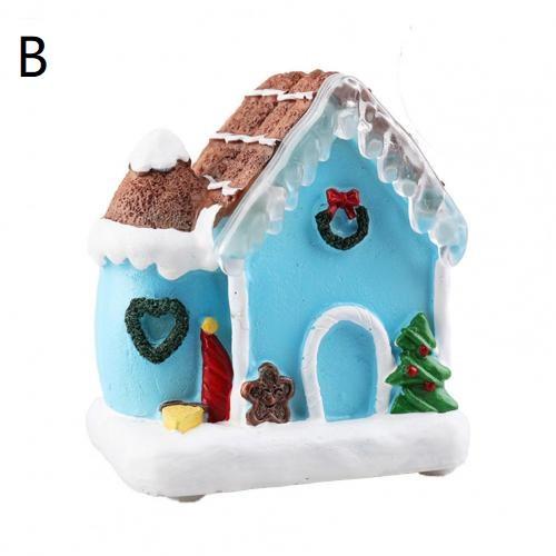 Mini Christmas Village Houses LED Lighted Resin Cottage Figure Christmas Decorations Seasonal Electric Figures For Fireplace
