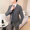 Groom's Slim Fit Dark Gray Wedding Suit Set for Best Man