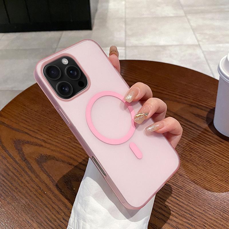 Applicable to iPhone17PROMAX mobile phone case, ice mist magnetic suction ultra-thin matte PC Apple 16E/15 hard defense 11/X