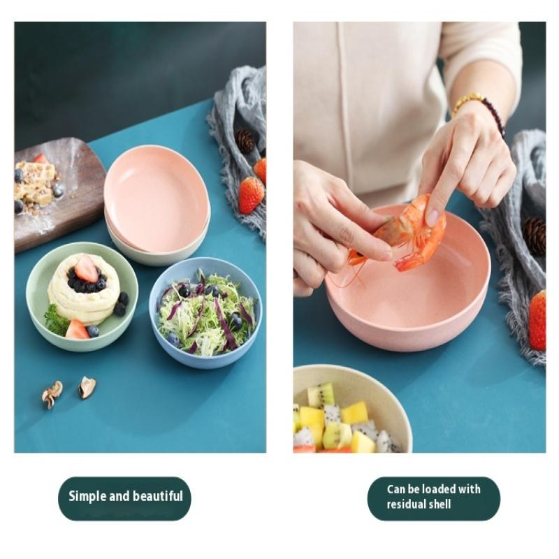 5Pcs/Set Nordic Wheat Straw Plate Fruit Plate Vegetable Plate Tableware Plate