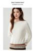 Women's Color Block Fair Isle Cashmere Sweater: Autumn/Winter 2026 Round Neck Versatile Pullover