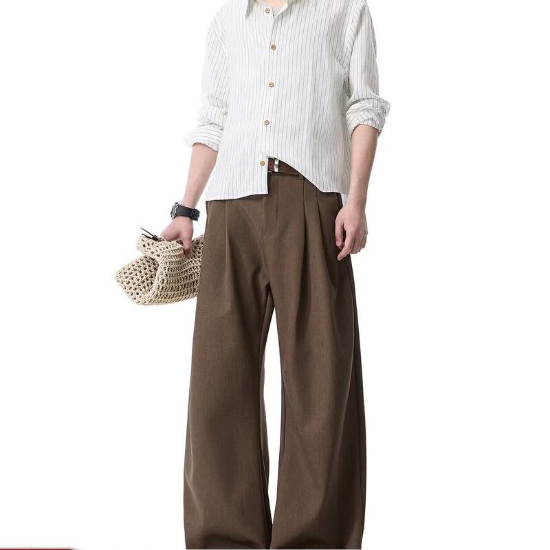 OWOXA Men's Double-Pleated Straight-Leg Trousers