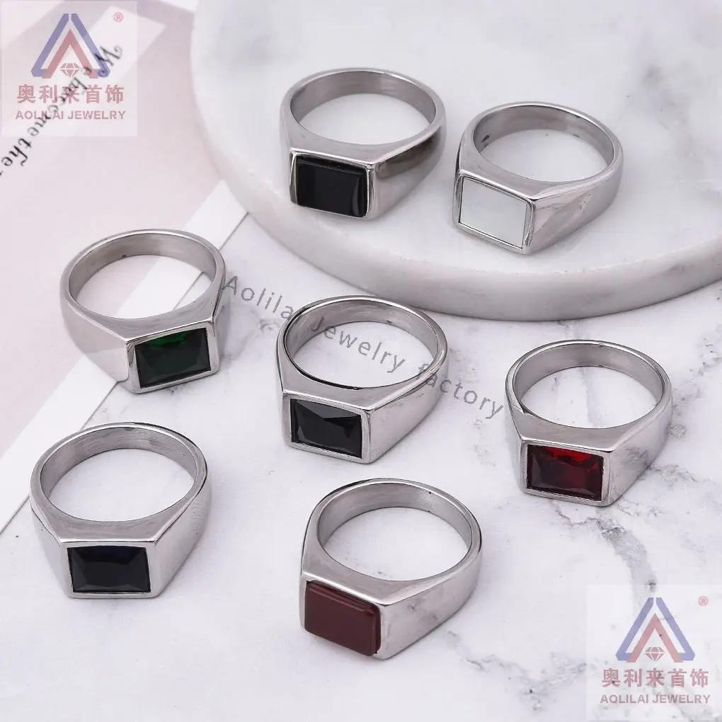 R3363 Men's/Women High Quality 316L Stainless Steel Onyx Party Rings  Trend Jewelry