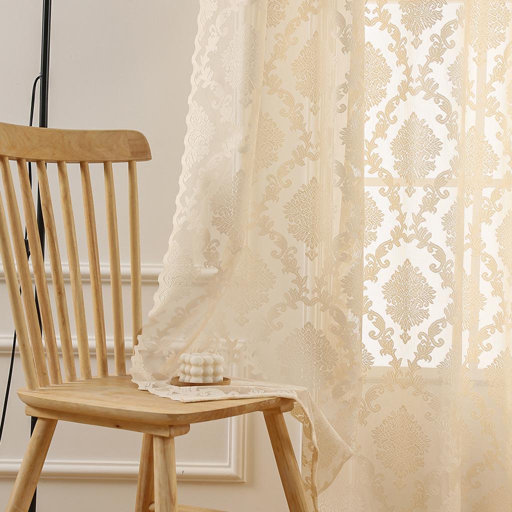 Retro béžová evropská květinová gázová záclona