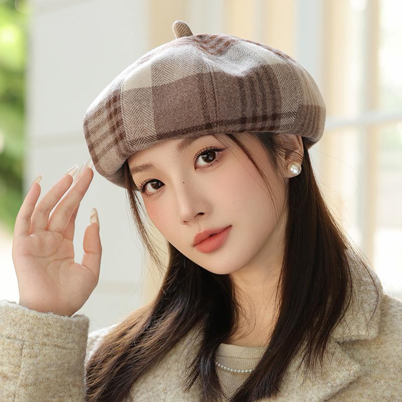 

Новый британский берет в клетку, весенне-осенняя повседневная теплая ветрозащитная шляпа, женская универсальная восьмиугольная шляпа художника ONE SIZE