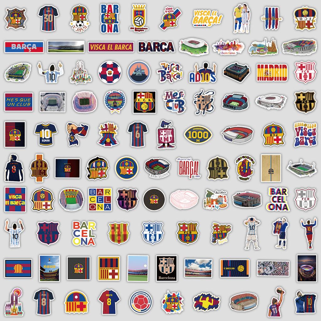 100 Stück Barcelona FC Serie Graffiti-Aufkleber für Mobiltelefone und Computer, Wasserdichte Dekorative Aufkleber, Kreative DIY Schreibwaren-Aufkleber