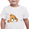 Cute Bear Cartoon Print Children's T-shirt, Loose Short Sleeve