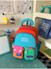 Schoolbag vitality rainbow color matching splicing backpack girl childlike dopamine wind shopping photo clock in backpack