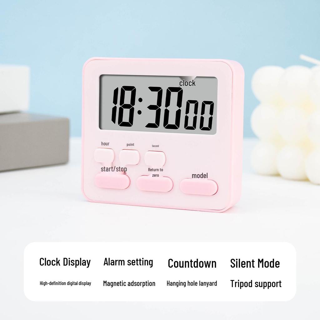 Customizable Kitchen Timer and Alarm Clock with Labeling Option for Students and Silent Mode