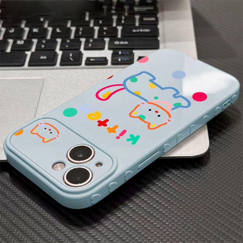 Colorful Heart Line Cat Case for Apple Pro Max 17 - Fits Models 14, 15, 16