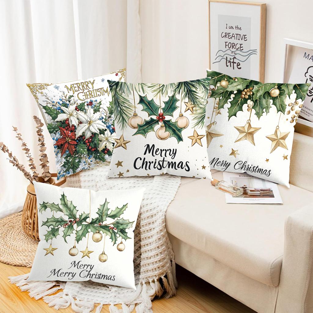 Christmas Decorative Pillows Merry Christmas 2D Printed Polyester pillowcase, sofa decorative cushion cov Headboard Pillow