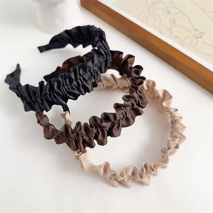 Spring And Autumn Fashion Ruffle Lace Headband Black Wide Hair Bands For Girls Women Hair Hoops Bezel Headbands Hair Accessories