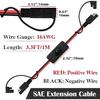 3.3FT/1M SAE to SAE Extension Cable with Switch SAE Extension Cord 2Pin Quick Connect 16AWG Heavy Duty Wire Harness