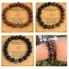 Geometric Wooden Beaded Bracelets With Stainless Steel Spacers For Men And Women