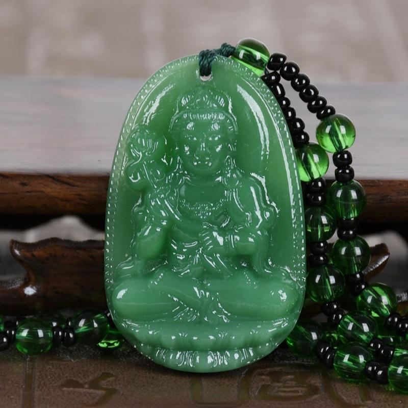 Chinese Lucky Amulet Buddha Necklace Manjushri Bodhisattva Guanyin Pendant For Men Women Long Sweater Chain Gift