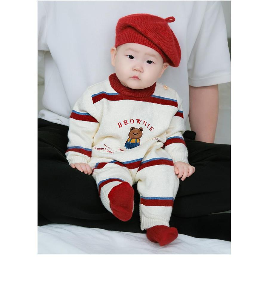 Autumn/Winter Cute Infant & Toddler Knitted Jumpsuit and Sweater for Outdoor Crawling