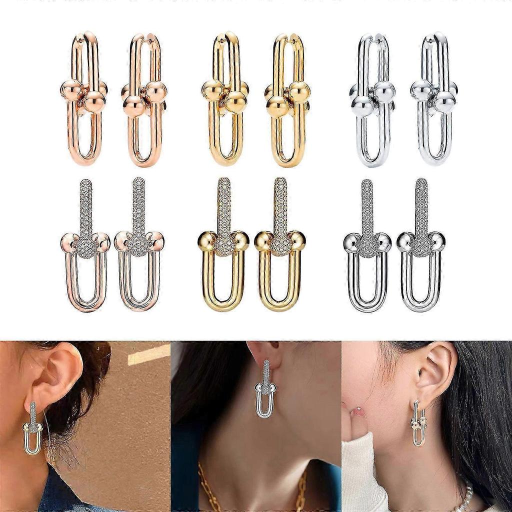 Fashionable Lightweight Horseshoe Earrings with Delicate Drop Studs for Effortless Style and Everyday Wear